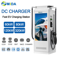 Borne de Recharge Rapide DC pour Véhicules Électriques 80kW 120kW avec Écran Publicitaire, Affichage Numérique 55 Pouces, CCS2, OCPP, Station de Recharge Commerciale