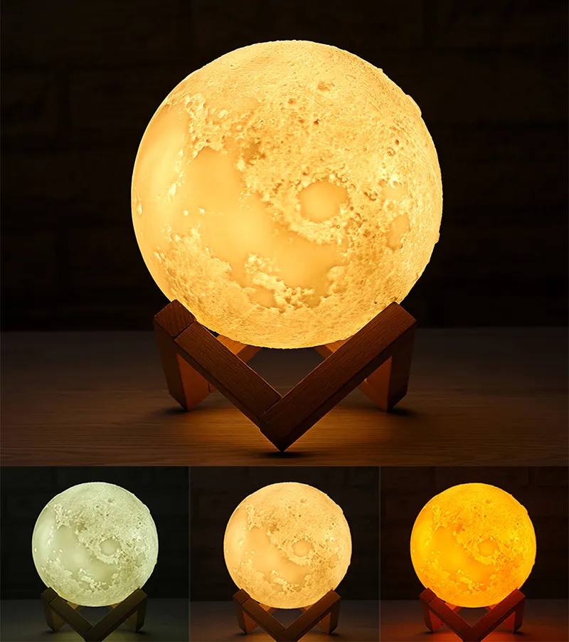 8CM Free Amazon Barcode Decorative Led Table Lights Baby Night Light 3D Moon Lamp