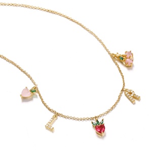 Collana girocollo con alfabeto arabo placcato oro 18 carati con lettera di frutta pavimentata con nome personalizzato - Product Image 4