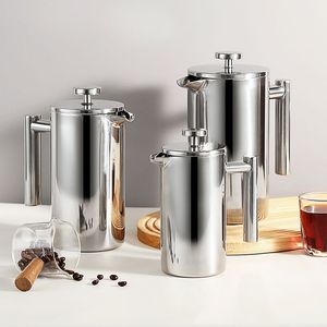 Presse <span class=keywords><strong>à</strong></span> café française en acier inoxydable pour voyage, portable, argentée, <span class=keywords><strong>à</strong></span> double paroi - Product Image 5