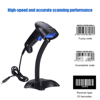 Lecteur de codes-barres laser filaire 1D YHD-1100L-Z2, scanner de codes-barres POS avec support réglable