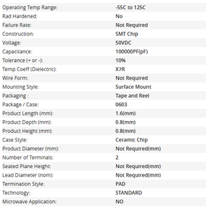 Nouveau capteur de température TAIYAN Circuit intégré électronique GRM188R71H104KA93D avec plage de température de fonctionnement de -55°C à 125°C 50VDC - Product Image 6