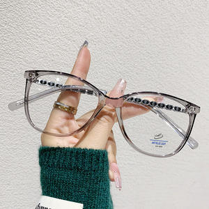 Monture de lunettes anti-lumière bleue œil de chat style Zhou Xun, monture intégrale TR90 pour femme, verres plats, protection UV400 YC3408 D1 - Product Image 1