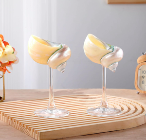 Verres à cocktail artisanaux en coquille de conque naturelle, verre borosilicate, décoration côtière pour <span class=keywords><strong>mariage</strong></span> à la plage, articles de bar - Product Image 6