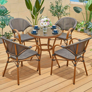 Juego de Muebles de Jardín Portátiles de Aluminio para Exteriores, Mesas y Sillas de Comedor para Restaurante, <span class=keywords><strong>Bistro</strong></span>, Modernas, Impermeables, de Malla, para Hotel, Villa, Patio - Product Image 2
