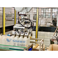 Robot palettiseur empileur pour bouteilles, bidons, fûts et barils de 5 gallons, avec bras manipulateur à poignée pour bouteilles, bidons, fûts et barils de 5 gallons
