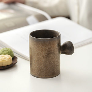 แก้วกาแฟเซรามิกความจุขนาดใหญ่สีทึบดีไซน์ย้อนยุคใช้ในบ้าน - Product Image 3