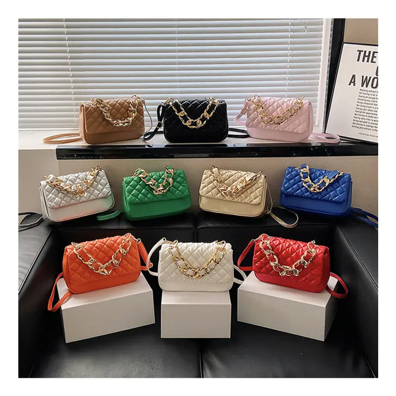 Wholesale Multi colors Embroidery pu leather ladies chain bag luxury shoulder women handbags