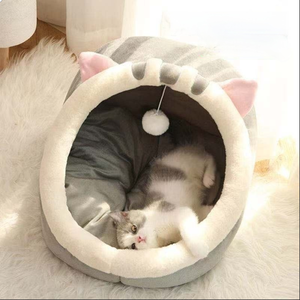 Envoltura semicerrada <span class=keywords><strong>para</strong></span> todas las estaciones, Linda cama cálida <span class=keywords><strong>para</strong></span> mascotas, uso en invierno, jaulas <span class=keywords><strong>para</strong></span> mascotas, casas, linda casa de gato de peluche <span class=keywords><strong>para</strong></span> interiores - Product Image 3