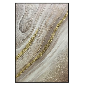 Hand Painted Oil Painting With Gold Foil Texture Modern Minimalist Living Room Vertical Wall <b>Art</b> Metal Frame Decorative Painting - Product Image 5