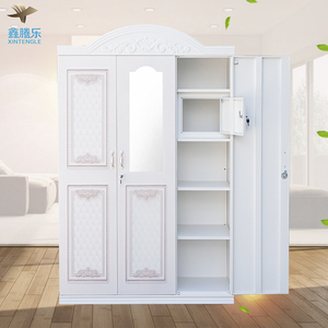 Armadio Moderno Best Seller con 3 Ante a Battente, Specchio, Struttura in Ferro e Motivo Stampato in Acciaio - Guardaroba - Product Image 1