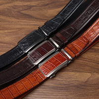 Ceinture de gaufrage à motif de crocodile axée sur les affaires pour hommes Ceintures de costume à boucle automatique en cuir de vachette