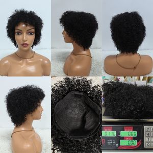 Promotion : Perruque en cheveux humains brésiliens 100 % naturels, ondulations courtes, coupe Pixie, Bob bouclé, Jerry Curl, pour femmes noires – Vente en gros à 6,4 $ - Product Image 6