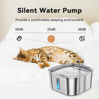 Fontaine à eau pour animaux de compagnie en métal 8L, fontaine à eau automatique pour chats en acier inoxydable 304, bol à eau filtré pour chats, chiens, petits et grands animaux