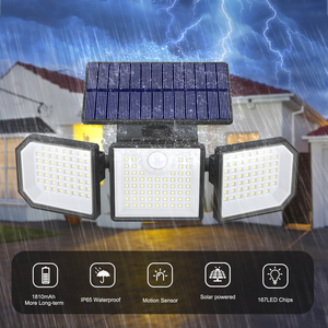 2 Pacchi di Lampade Solari <span class=keywords><strong>a</strong></span> Tre Teste IP65 con Sensore di Movimento, Faretto Girevole <span class=keywords><strong>a</strong></span> 270 Gradi per Illuminazione Paesaggistica e Vialetti <span class=keywords><strong>da</strong></span> <span class=keywords><strong>Giardino</strong></span> - Product Image 4