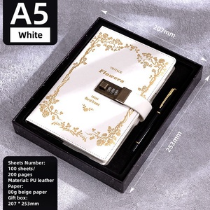 Agendas 2025 Luxury Marble PU Leather Hardcover Notebook Set with Password Lock Secure Diary Notebook for <span class=keywords><strong>Secret</strong></span> Gift SET - Product Image 2