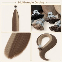 Extensions de cheveux humains naturels européens lisses à micro-anneaux pré-collés OEM, 100 % vierges Remy, double épaisseur, pointes épaisses, fusion