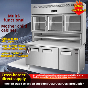 Mesa de Trabajo Refrigerada Comercial de Acero Inoxidable, Refrigerador Portátil de 4 Puertas Francesas, Sin Escarcha, de Bajo Consumo, para Cocina - Product Image 1