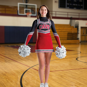 Custom <b>Long</b> Sleeve Cheerleading Uniforms Cheap Wholesale Cheer Leading Team <b>Skirts</b> + Short Sets Sublimation Printed Uniforms - Product Image 2