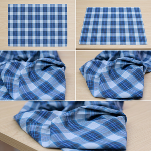 Factory Wholesale Eco Fabric Corner 100% Organic Khadi Cotton Fabric Medium Weight Handwoven Blue Checkered Breathable Quick-Dry - Product Image 3