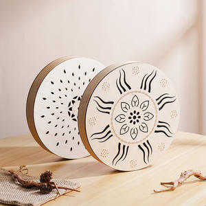 Tambor de Artesanía Artesanal con Patrón de Hojas, Instrumento de Sanación con Sonido de Lluvia y Onomatopoeias Naturales, Pequeña Percusión Étnica - Product Image 4