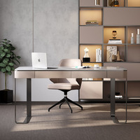 Meubles italiens modernes de bureau à domicile en acier inoxydable bureau intégré table en pierre frittée pour bureau ou étude
