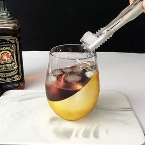 Copas de Vino sin Tallo de 550 ml, Diseño Inclinado Moderno en Negro Mate y Dorado, con Acabado Electrochapado - Product Image 4