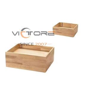 Présentoir rectangulaire en bois pour desserts, buffet traiteur, confiseries, avec panier à frites en acier inoxydable - Product Image 6