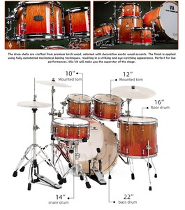 Factory customizes high-quality birch <b>drum</b> kits with 5 <b>drums</b> and anodized finish. Support OEM. - Product Image 6