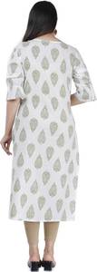 Femmes nouveau élégant blanc droite Kurta imprimé fleuri Viscose rayonne rides vente en ligne indien et pakistanais ensemble de vêtements - Product Image 2