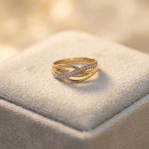 Elegant 24K <b>Gold</b> <b>Cocktail</b> <b>Ring</b> Crossover Design Stylish Women's Jewelry Modern Band Luxury Look Wedding Gift Her Daily Wear - Product Image 2