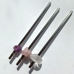 Commercio all'ingrosso 304 di Paglia In Acciaio Inox Eco-Friendly Cannuccia, Naturale Quarzo Rosa Energia di Guarigione di cristallo di cristallo di paglia - Product Image 1