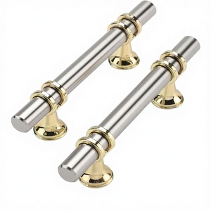Rergy Langlebige Schrankgriffe aus Zinklegierung, Schubladengriffe, Knöpfe, 5er-Pack, gebürstetes Nickelgold, 7,6 cm Lochabstand, Küchenbeschläge - Product Image 2
