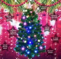 Sapin de Noël en pin multifonctionnel de 1,8 m de haut, de qualité supérieure, avec télécommande, lumières LED multicolores à piles, et étoile pour le sommet du sapin