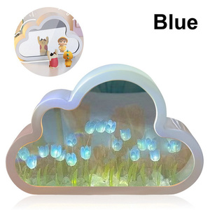 Handmade Simulation Flower Cloud <strong>Tulip</strong> Mirror Light DIY LED <strong>Table</strong> Lights Romantic Bedside <strong>Tulips</strong> Lamp for Bedroom Decoration - Product Image 2