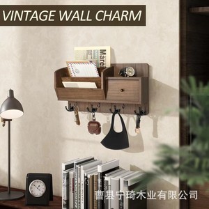Nuevo organizador de llaves de madera para pared, estante para clasificar y guardar correo y sobres, y perchero para ropa en la entrada. - Product Image 5
