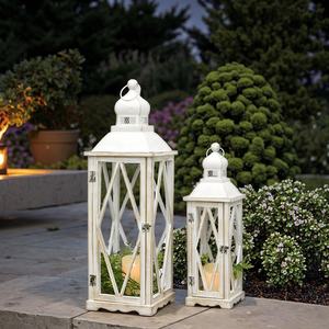 בית חווה גבוה בציר דקורטיבי עץ פמוטים לשטוף לבן רצפת פנסי נרות כפרי חיצוני פנס לחתונה גן - Product Image 6