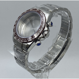 39mm 316L Stainless Steel <b>Watch</b> <b>Case</b> & Strap with Sapphire Crystal Compatible with VK63 Quartz Movement - Product Image 2