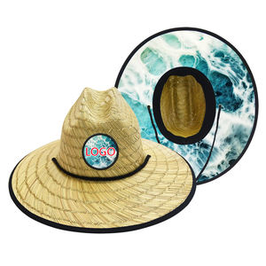 JAKIJAYI Verano Prevent Bask UV50 Beach Surf Hat Salvavidas Sombrero De Paja Sombrero De <span class=keywords><strong>Playa</strong></span> Parche personalizado Logo Hombres de ala ancha Negro - Product Image 4