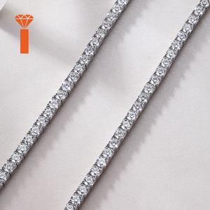 Collier Tennis Hip Hop Style Joaillerie Fine, Simple Rangée 2MM, Entièrement Sertie de Diamants Moissanite, en Argent Sterling 925, pour Hommes et Femmes - Product Image 3