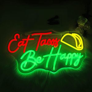 Hạnh Phúc Ăn Tacos Neon Dấu Hiệu LED Tường Trang Trí Nội Thất Taco Bar Đảng Nhà Bếp Phòng Ăn Trang Trí Vui Vẻ Thực Phẩm Theo Chủ Đề Đèn Neon - Product Image 3