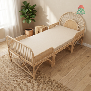 Cuna de Ratán Nhat Minh, Color Natural, Diseño Tropical, Cama para Bebé de 0 a 3 Años, Muebles Infantiles - Product Image 3