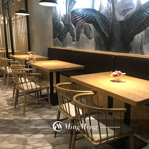 Silla de mesa de restaurante occidental de madera maciza, muebles de bar, comedor, <span class=keywords><strong>cocina</strong></span>, cabina de fideos, asiento, mesa y silla - Product Image 3