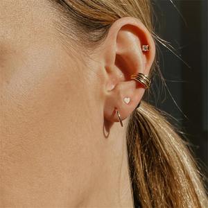 เครื่องประดับสุดหรูต่างหูเม็ดเดี่ยวรูปหัวใจขนาดเล็กสีทอง14K ยาว3.5มม. สำหรับผู้หญิงเด็กผู้หญิง - Product Image 3