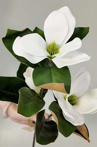 Vente flash : 3 têtes de fleurs de magnolia artificielles pour la décoration de la maison, arrangement floral de mariage, fleurs de magnolia artificielles blanches - Product Image 4
