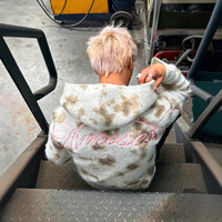 Cardigan à capuche zippé en tricot tie-dye personnalisé pour homme, pull à manches longues, vêtement d'extérieur style Harajuku