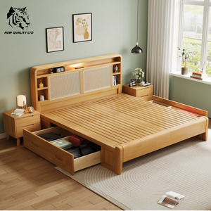 Cama de almacenamiento de madera de tamaño completo, nueva moda, muebles de dormitorio, con logotipo personalizado, precio más bajo, gran stock, envío inmediato, suministro de China - Product Image 5