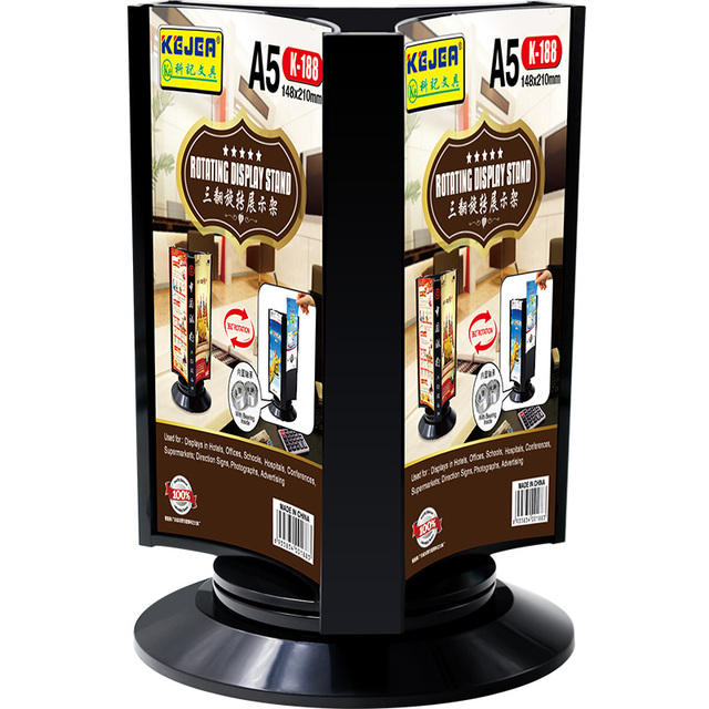 Wholesale New Trends Display Holder 3 Sides Rotatable Card Stand Display Black High Quality Plastic Multiscale Table Sign Stand