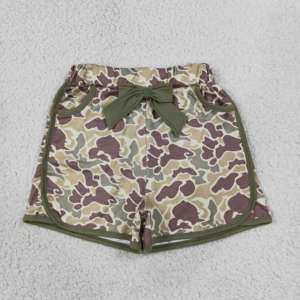 SS0688 Rts Conjunto de Shorts para Niña Pequeña, Estampado de Camuflaje Gris con Lazos, Verano, Venta al por Mayor, Tela de Lana Peinada, En Stock - Product Image 2