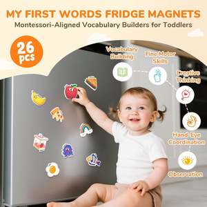 Aimants de réfrigérateur écologiques en plastique de forme irrégulière pour tout-petits/enfants, 26 objets mignons de A à Z, grand design moderne, jouets amusants pour réfrigérateur - Product Image 5